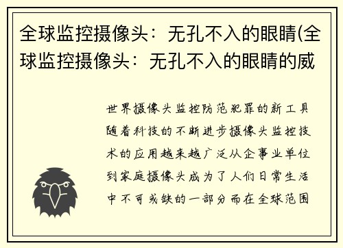 全球监控摄像头：无孔不入的眼睛(全球监控摄像头：无孔不入的眼睛的威胁)